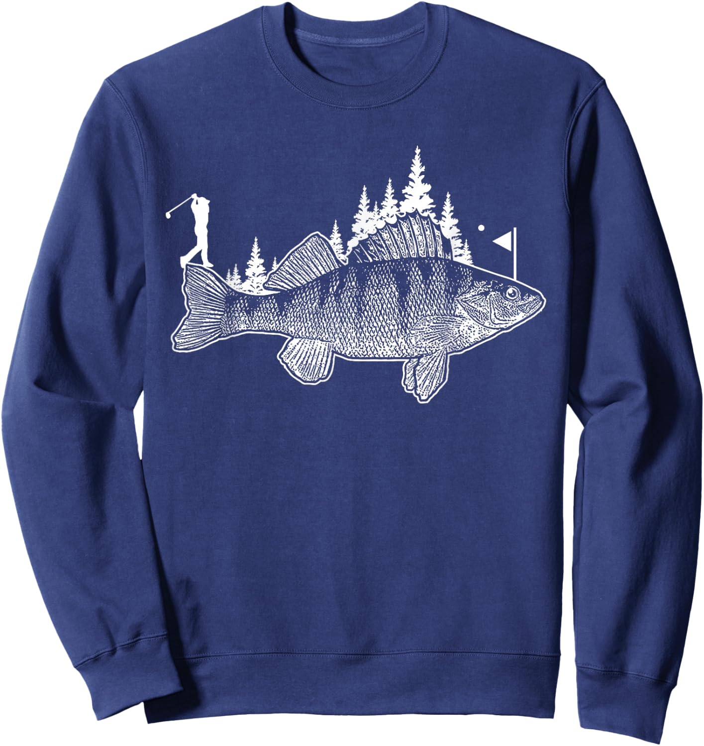 Walleye Fishing Gift Golf Fan Fish Golfing Fisherman Golfer Sweatshirt - Sweatshirt | Navy