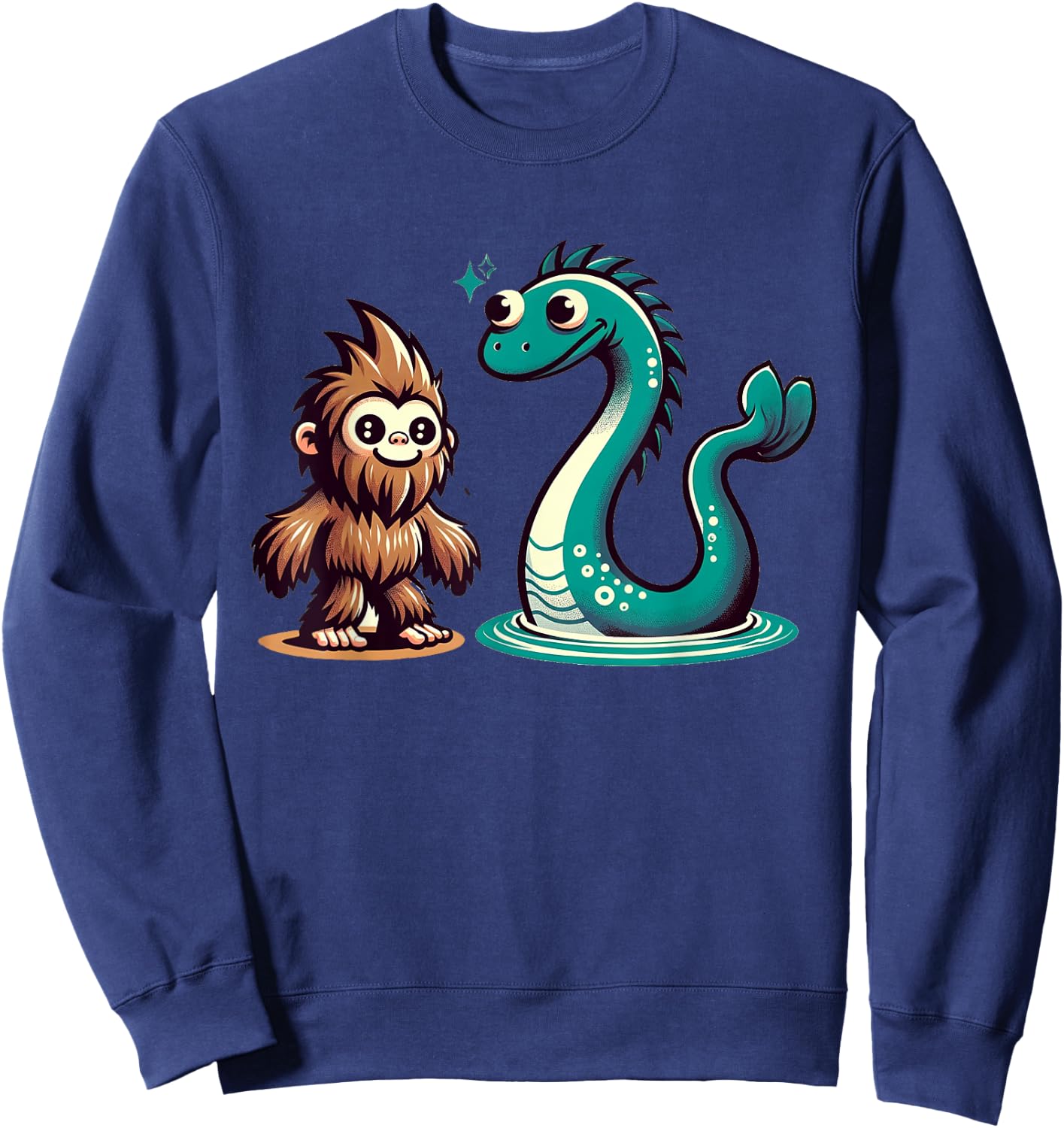Bigfoot Loch Ness Monster Playdate for Nessie Lovers Kids Sweatshirt - Sweatshirt | Navy
