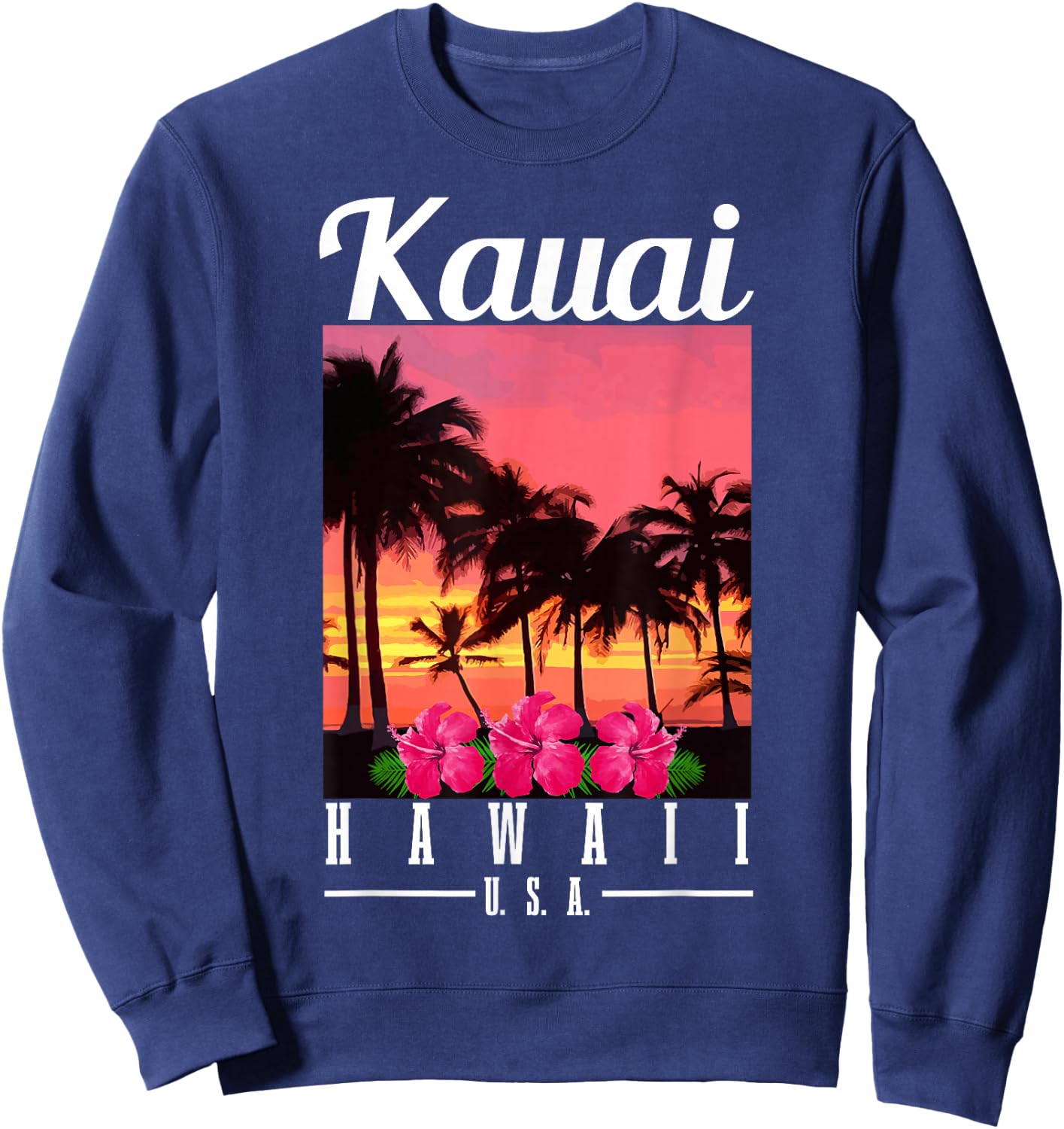 Kauai Hawaii Aloha Hawaiian Islands Surfer Souvenir Sweatshirt - Sweatshirt | Navy