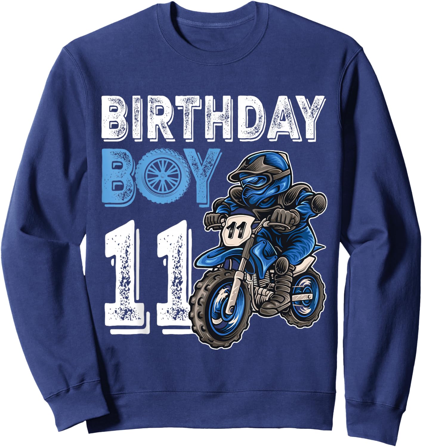 Motocross MX 11th Gift 11 Year Old Dirt Bike Birthday Party Sweatshirt - Sweatshirt | Navy