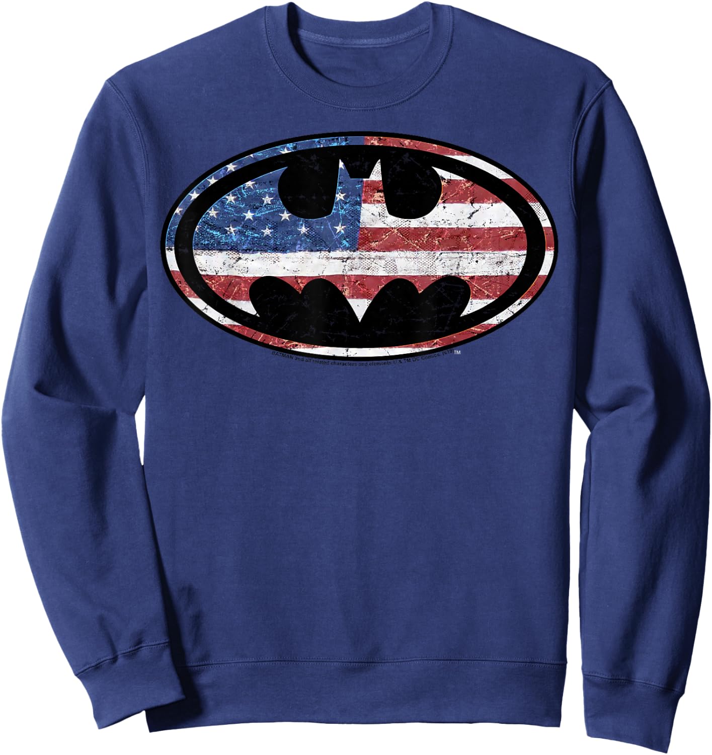 DC Comics Batman Old Glory American Flag Logo Sweatshirt - Sweatshirt | Navy