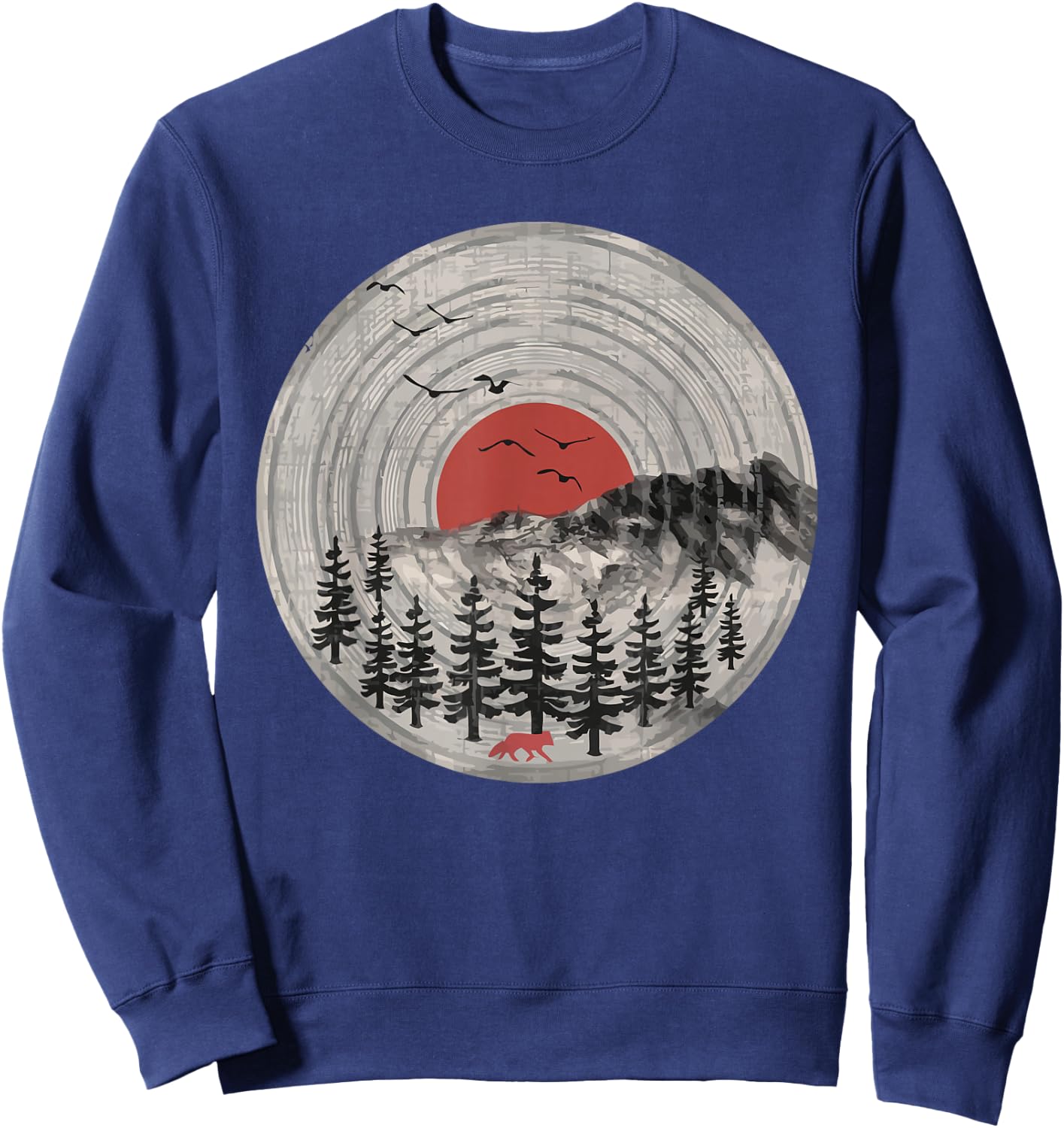 Wildlife Trees Outdoors Nature Retro Forest Sweatshirt - Sweatshirt | Navy