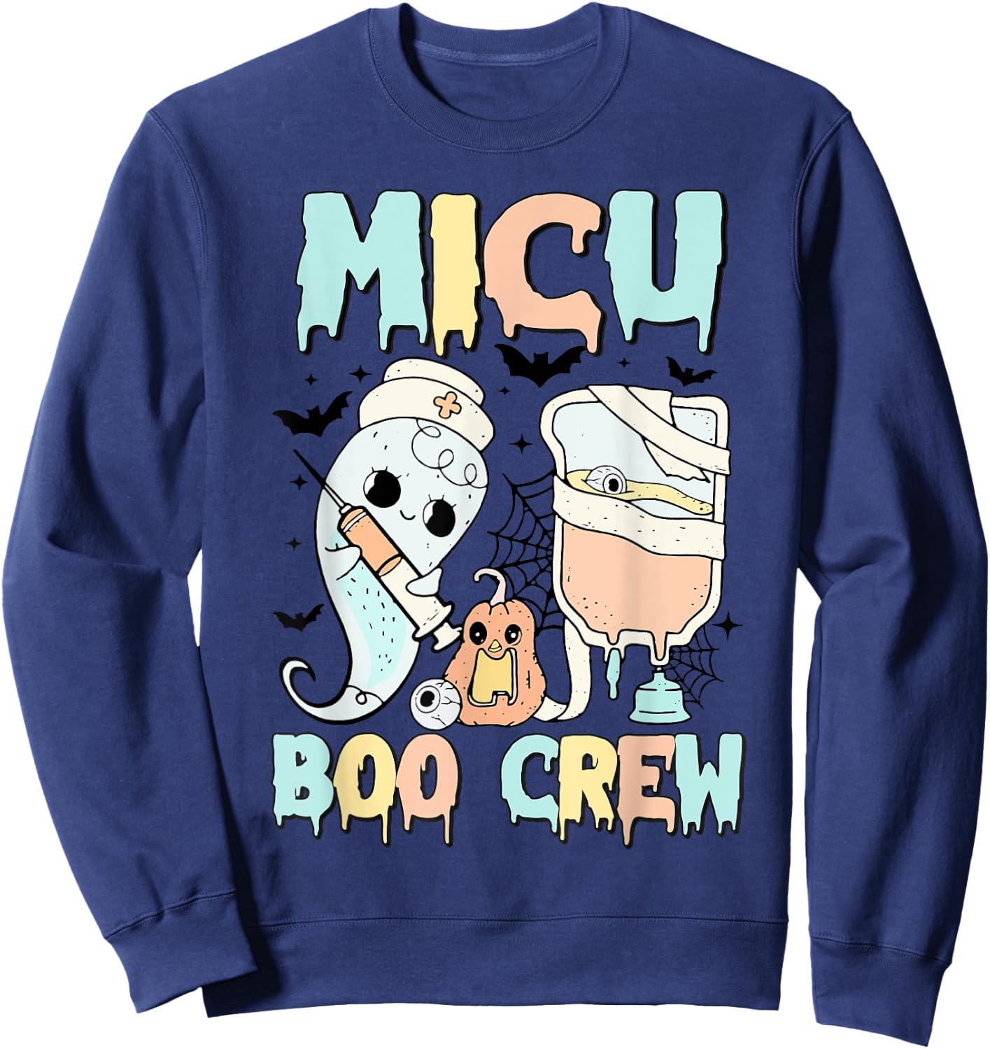 MICU Boo Crew MICU Nurses Halloween MICU squad Matching Sweatshirt - Sweatshirt | Navy