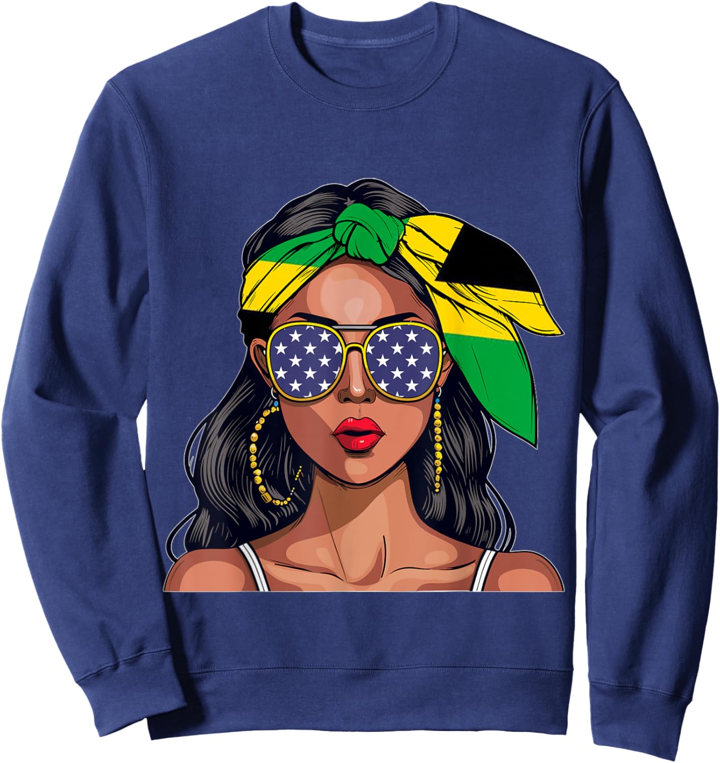 Jamaican Souvenirs Products Woman Flag American Jamaica Sweatshirt - Sweatshirt | Navy