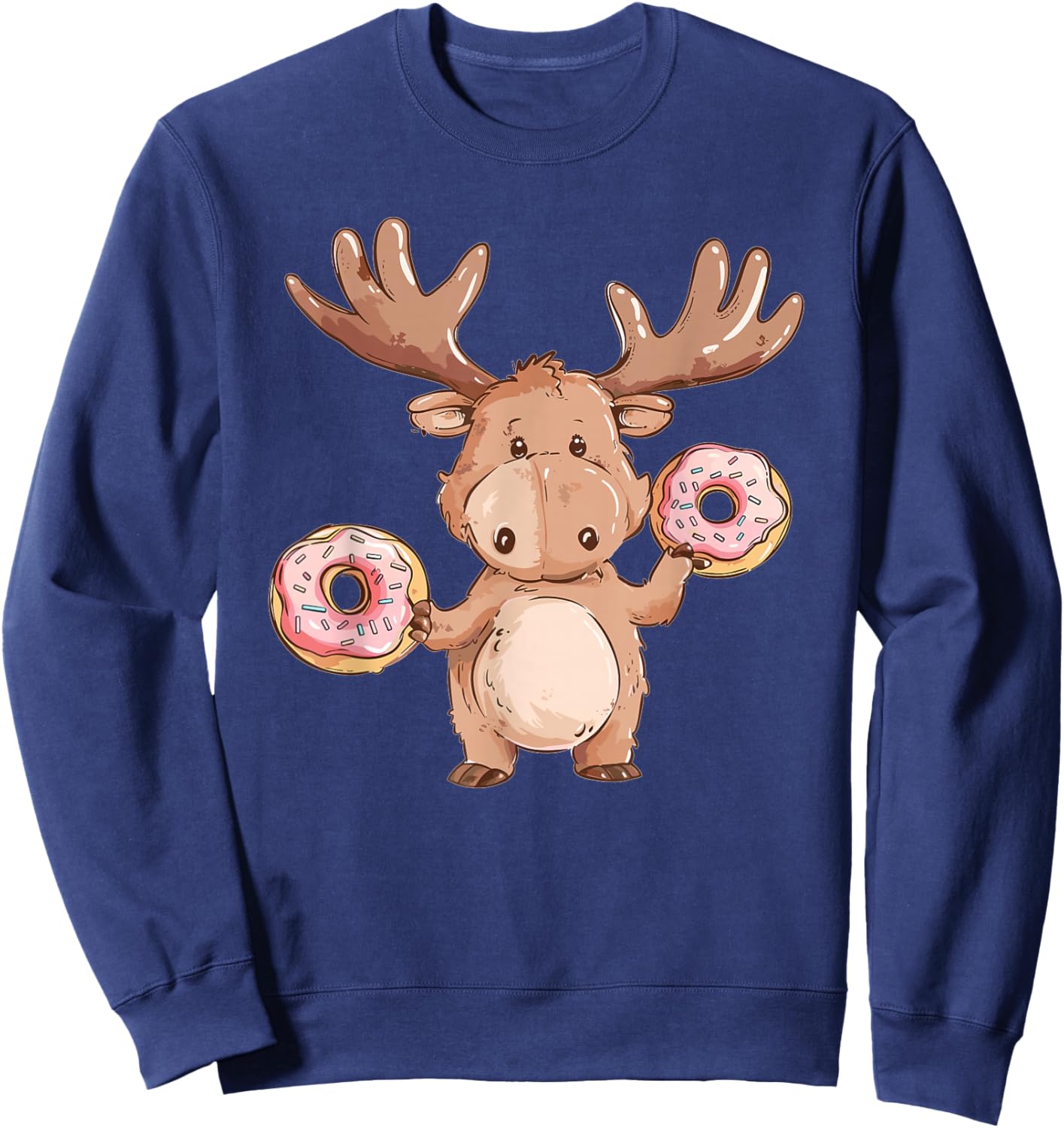 Cute Donut Moose Sweatshirt - Sweatshirt | Navy