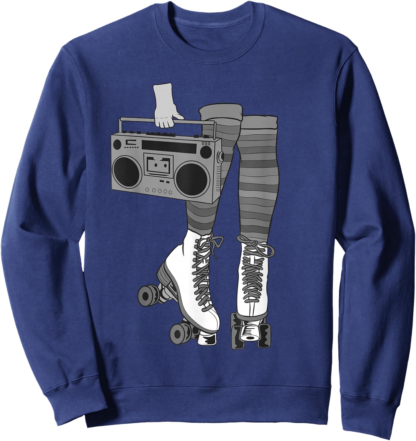 Retro Rollerskates Funny 80's Roller Disco Skating Girl Gift Sweatshirt - Sweatshirt | Navy