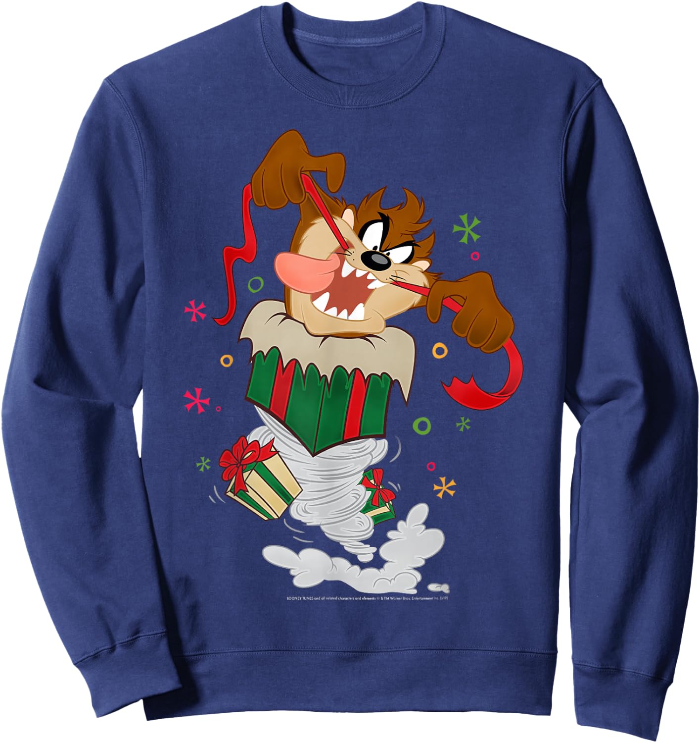 Looney Tunes Christmas Taz Ripping Presents Sweatshirt - Sweatshirt | Navy