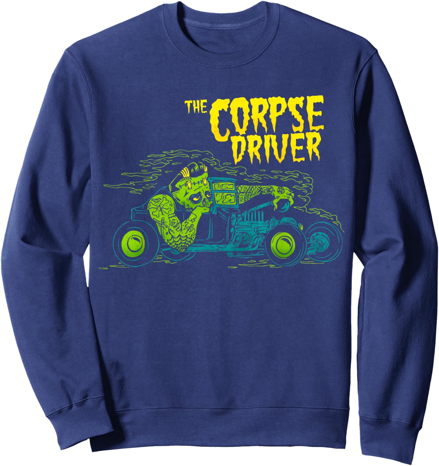 Horror Art - Corpse Driver Frankenstein Gasser Lowbrow Art Sweatshirt - Sweatshirt | Navy