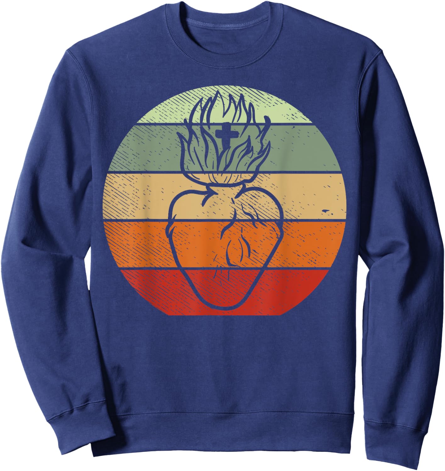 Heart Jesus Sacred God Religious Catholic Christian Gift Sweatshirt - Sweatshirt | Navy