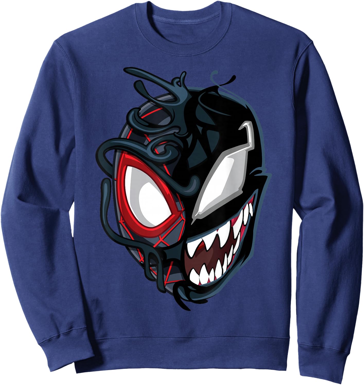 Marvel Spider-Man Maximum Venom Miles Morales Big Face Sweatshirt - Sweatshirt | Navy