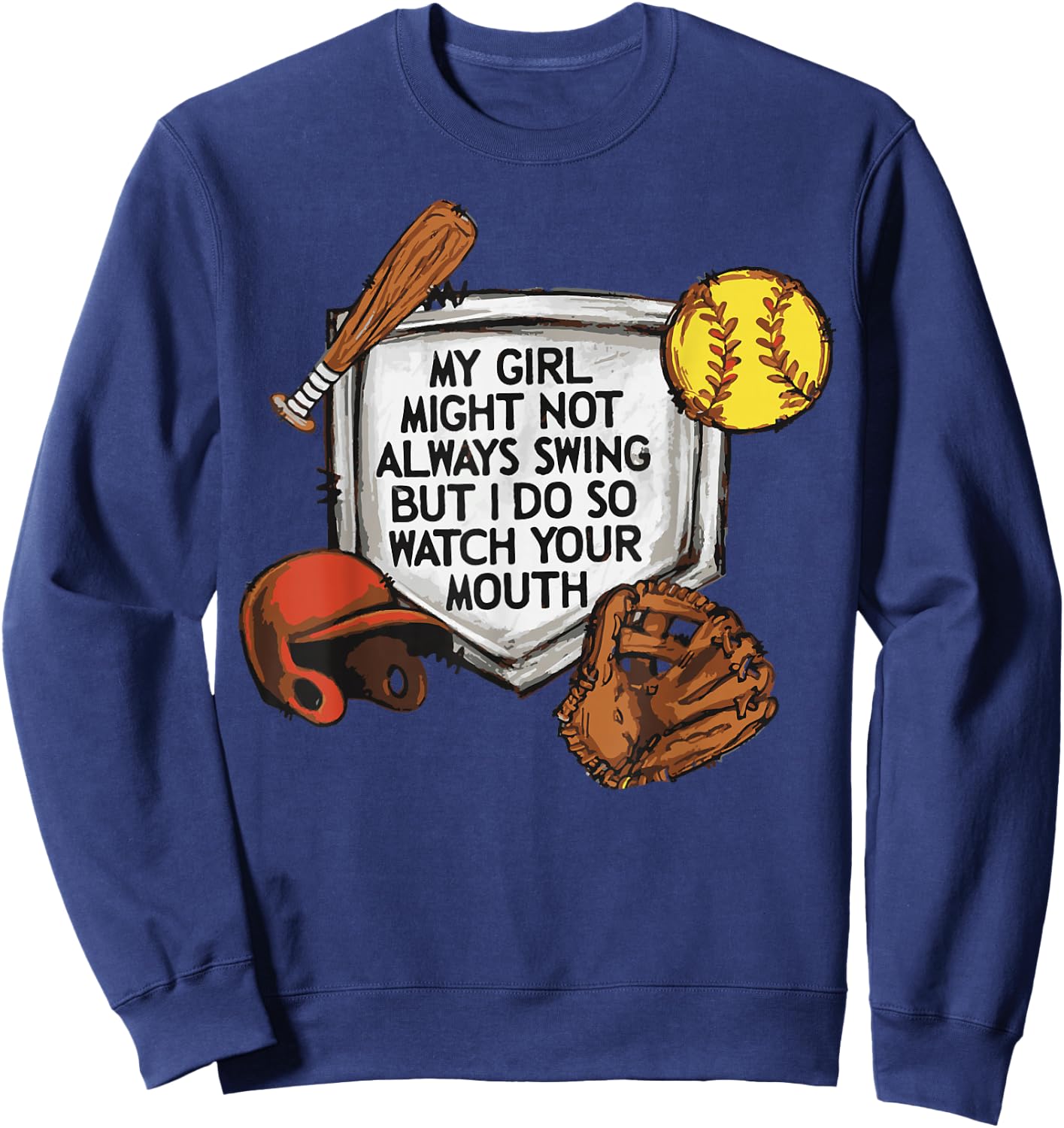 My kid may not swing but I do Softball Mom Sweatshirt - Sweatshirt | Navy