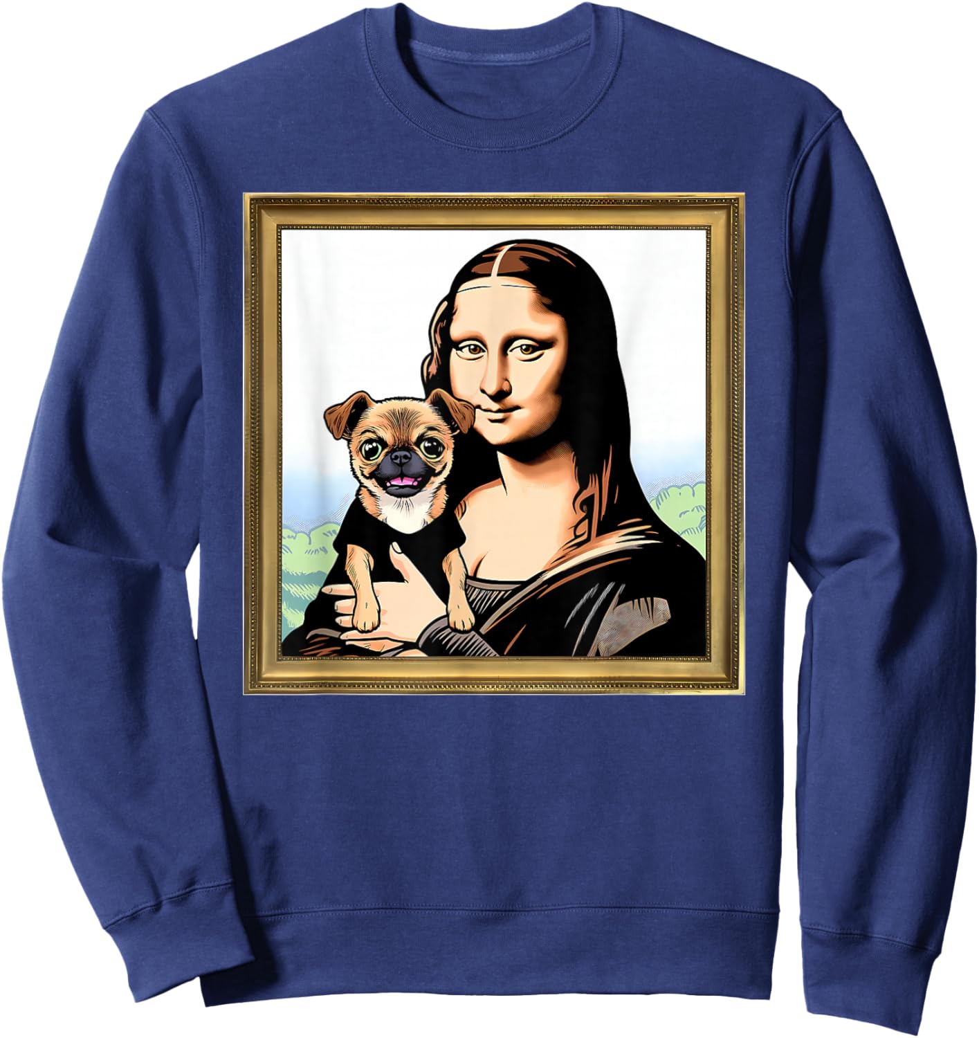 Humor Mona Lisa With Chug dog Sweatshirt - Sweatshirt | Navy