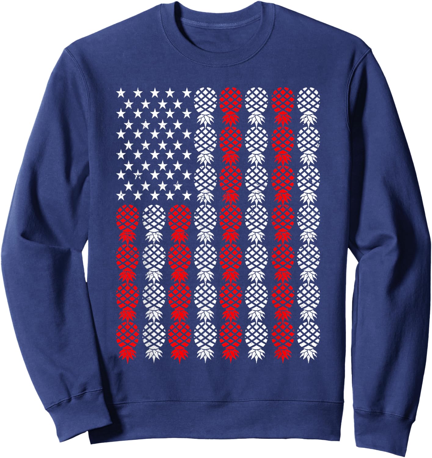 Upside Down Pineapple US Flag Swinger USA Patriotic Sweatshirt - Sweatshirt | Navy