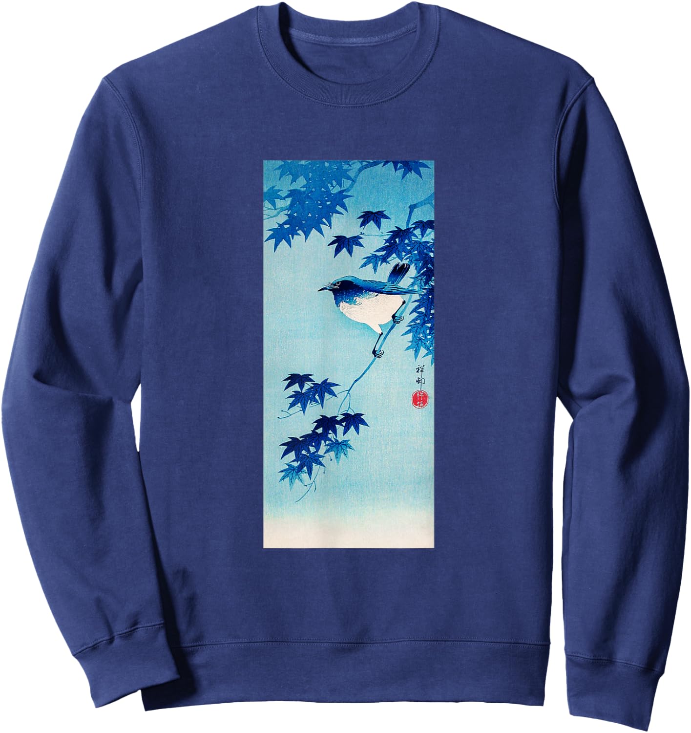 Aesthetic Vintage Japanese Shirt Bird Print Art Gifts Shirt Sweatshirt - Sweatshirt | Navy