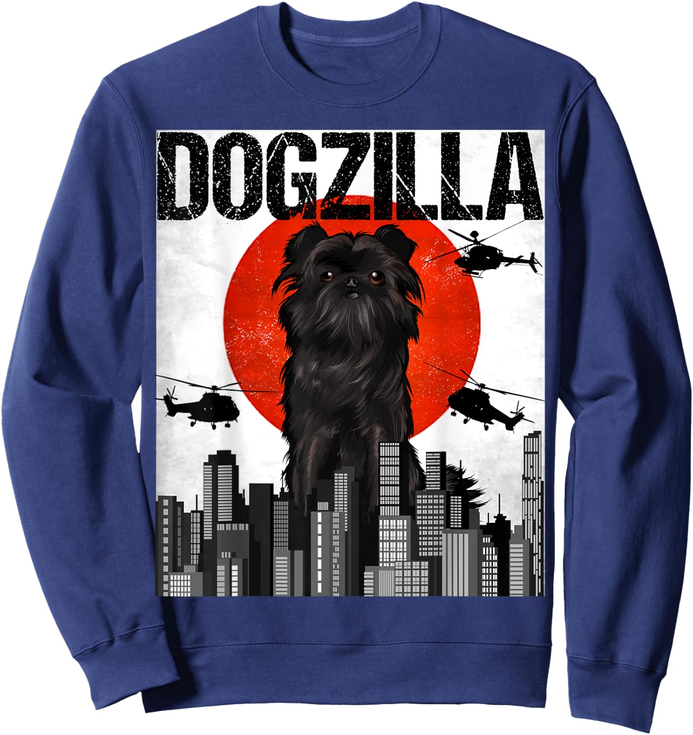 Funny Vintage Japanese Dogzilla Affenpinscher Sweatshirt - Sweatshirt | Navy