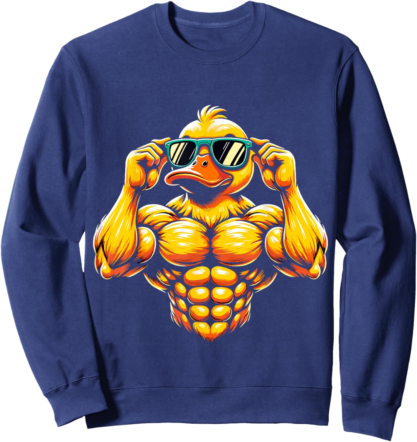cool Rubber Duck Muscular Fitness Gym Duck Sweatshirt - Sweatshirt | Navy