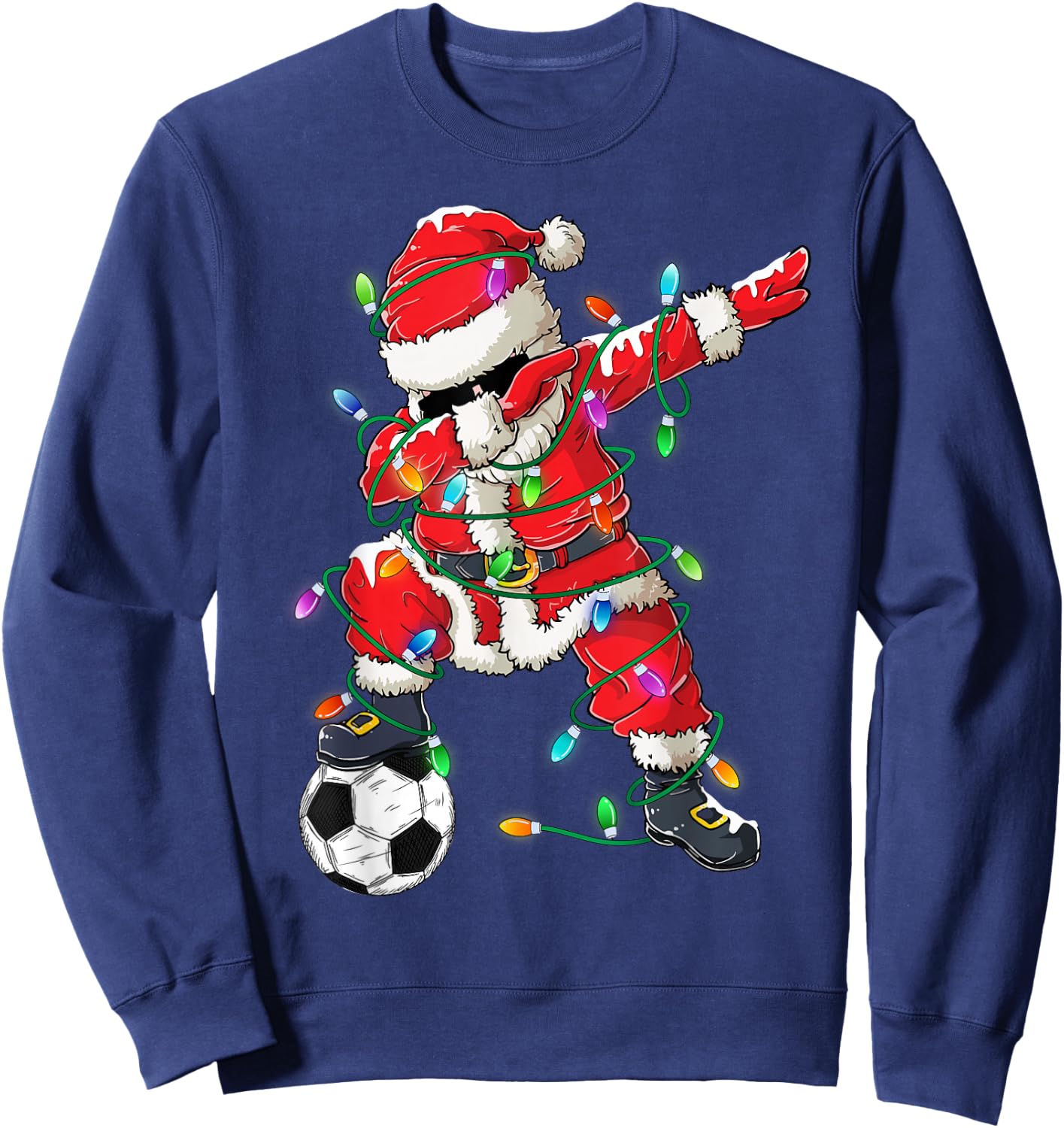 Happy Xmas Dabbing Santa Soccer Christmas Pajamas Kids Sweatshirt - Sweatshirt | Navy