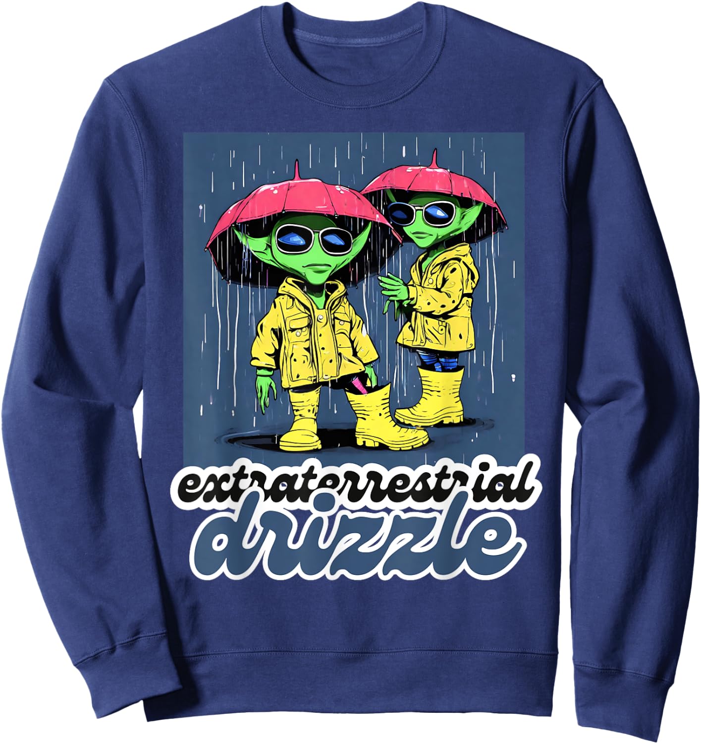 Extraterrestrial Drizzle Alien Design Sweatshirt - Sweatshirt | Navy