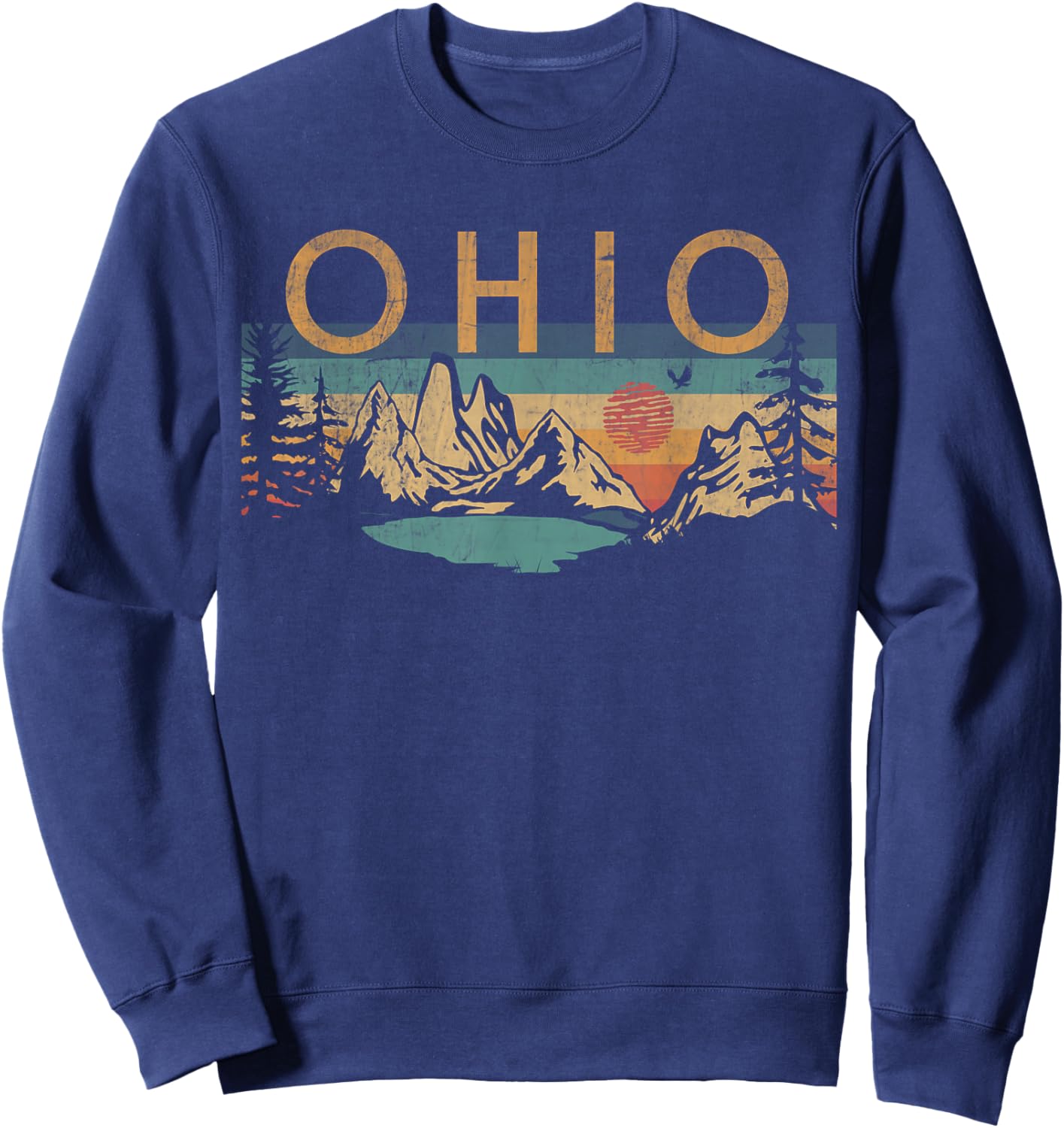 Ohio USA Outdoor Vintage Ohio -Adults, -Kids Black Short Sleeve Small Retro Nature Retro Sweatshirt - Sweatshirt | Navy