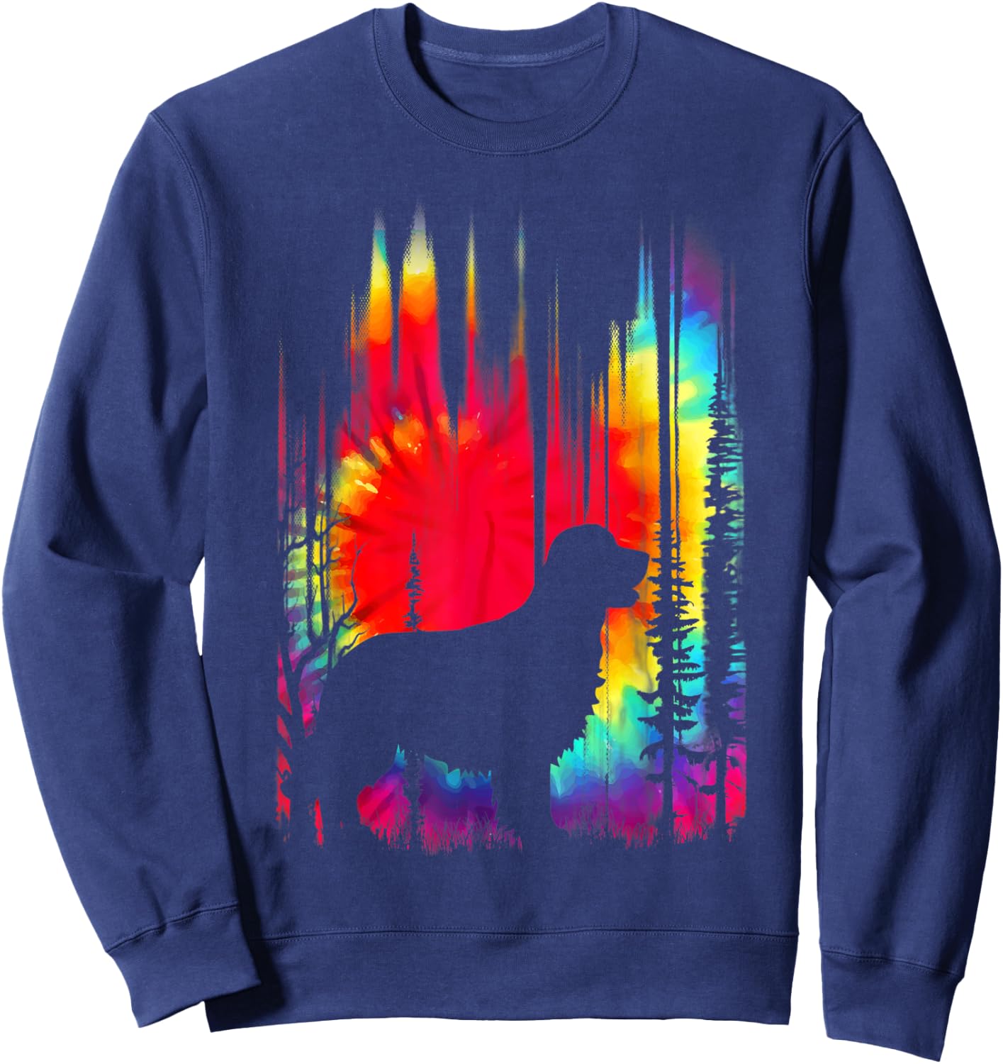 Golden Retriever Dog Colorful Tie Dye Hippie Puppy Lovers Men Women Kids Sweatshirt - Sweatshirt | Navy