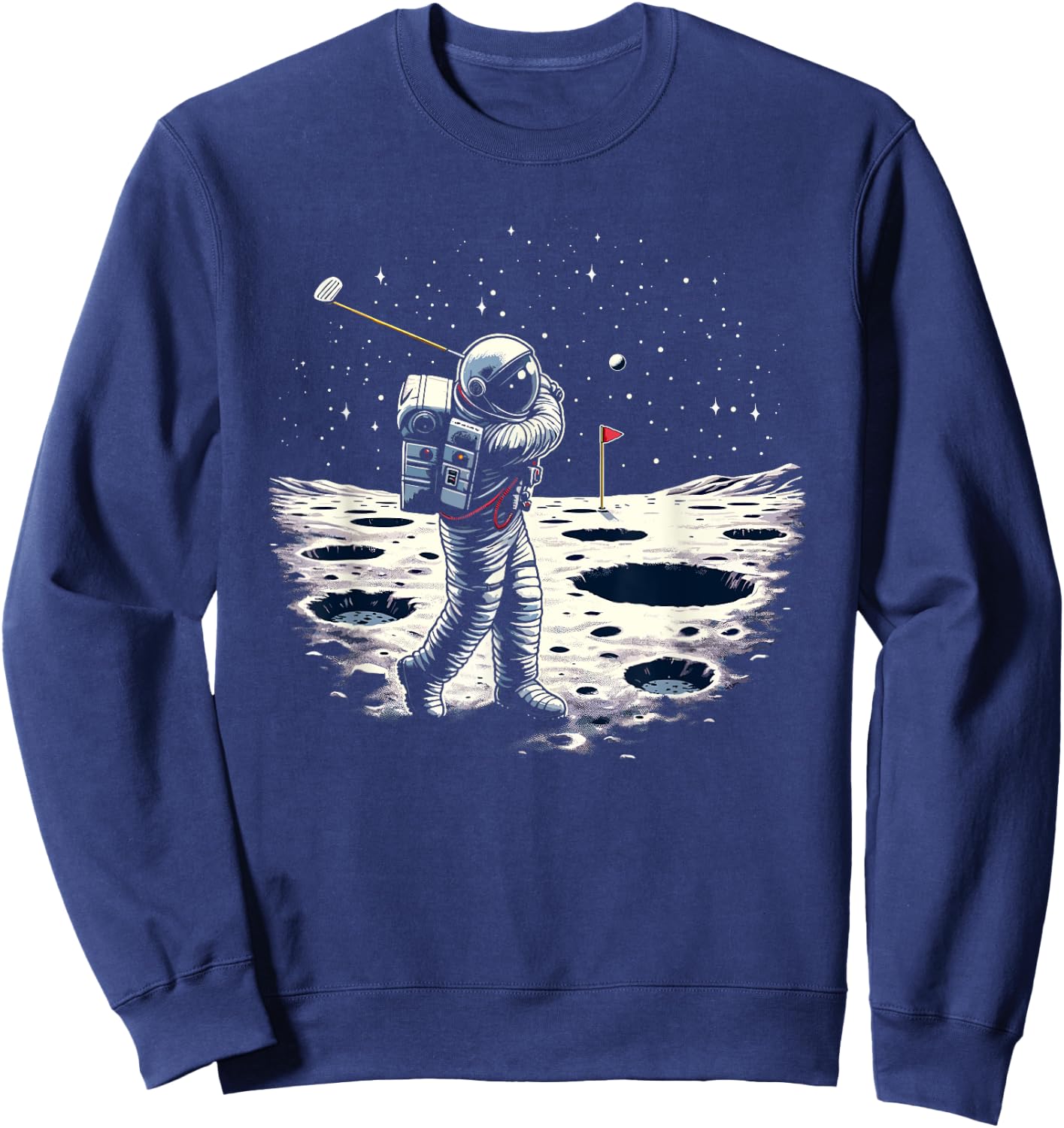 Golf Novelty Astronaut Golfing Men Women Kids Funny Golf Sweatshirt - Sweatshirt | Navy