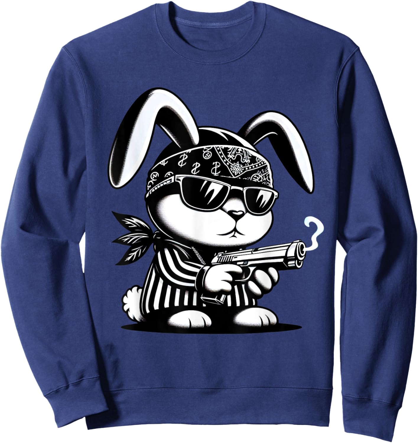 Thug Bunny Rabbit Gangster Rabbit With Gun Funny Rabbit Sweatshirt - Sweatshirt | Navy