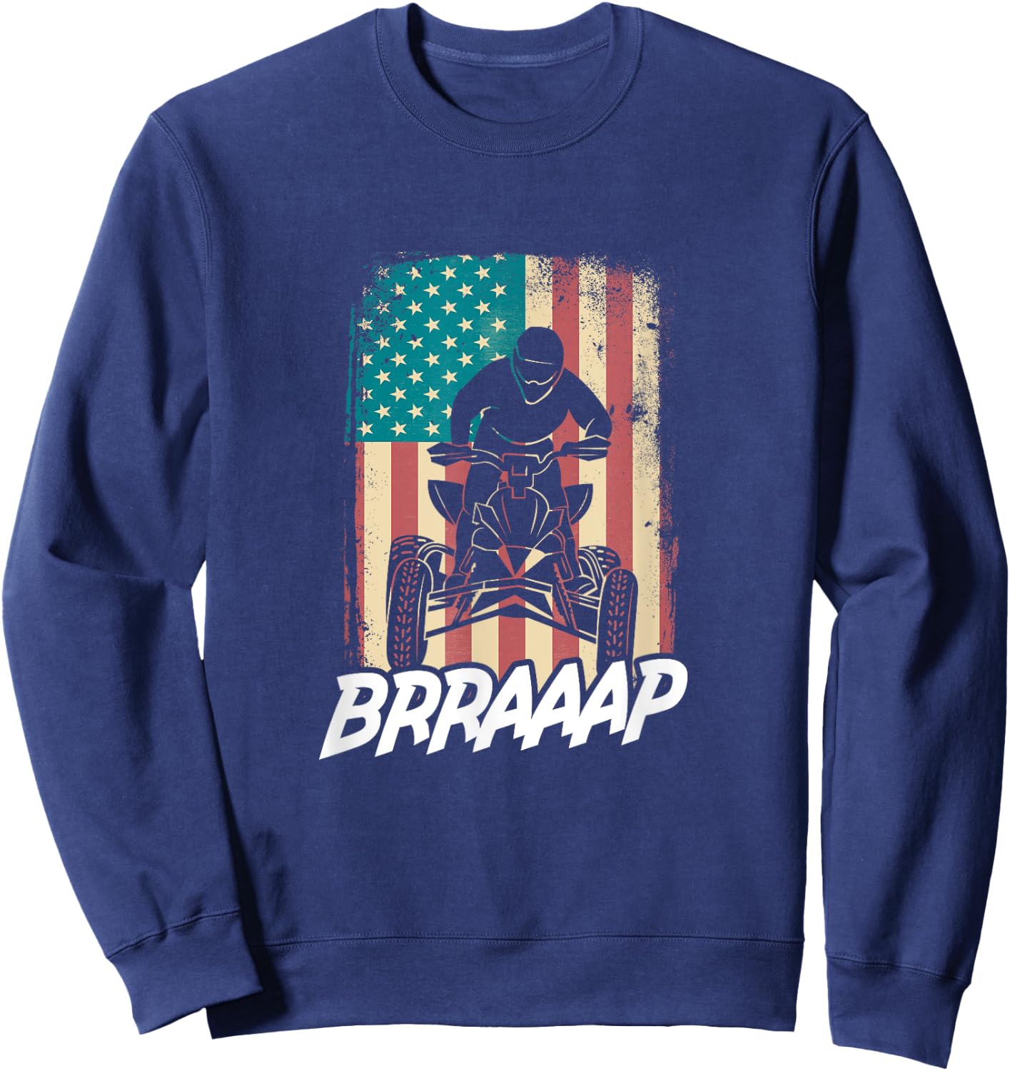 ATV USA American Flag Quad Bike Four Wheeler Biker Rider Sweatshirt - Sweatshirt | Navy