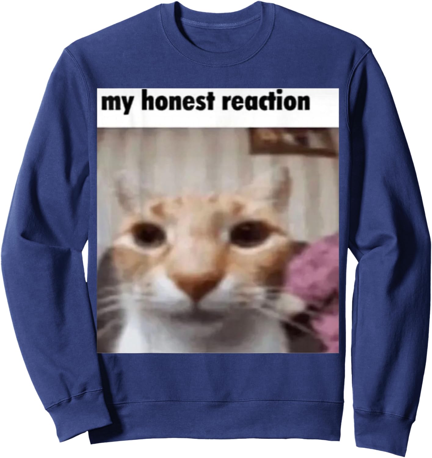 My Honest Reaction Cat Funny Meme Men Women Girls Kids Sweatshirt - Sweatshirt | Navy