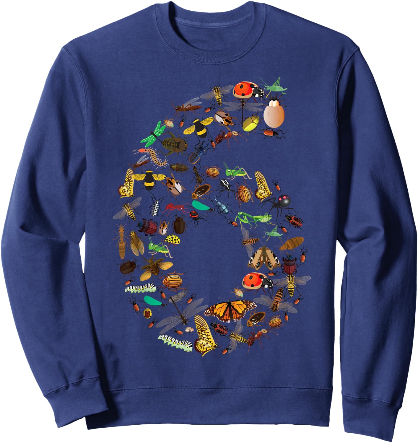 Funny Bugs 6th Birthday Gift | Cute 6 Years Old Boy Girl Kid Sweatshirt - Sweatshirt | Navy