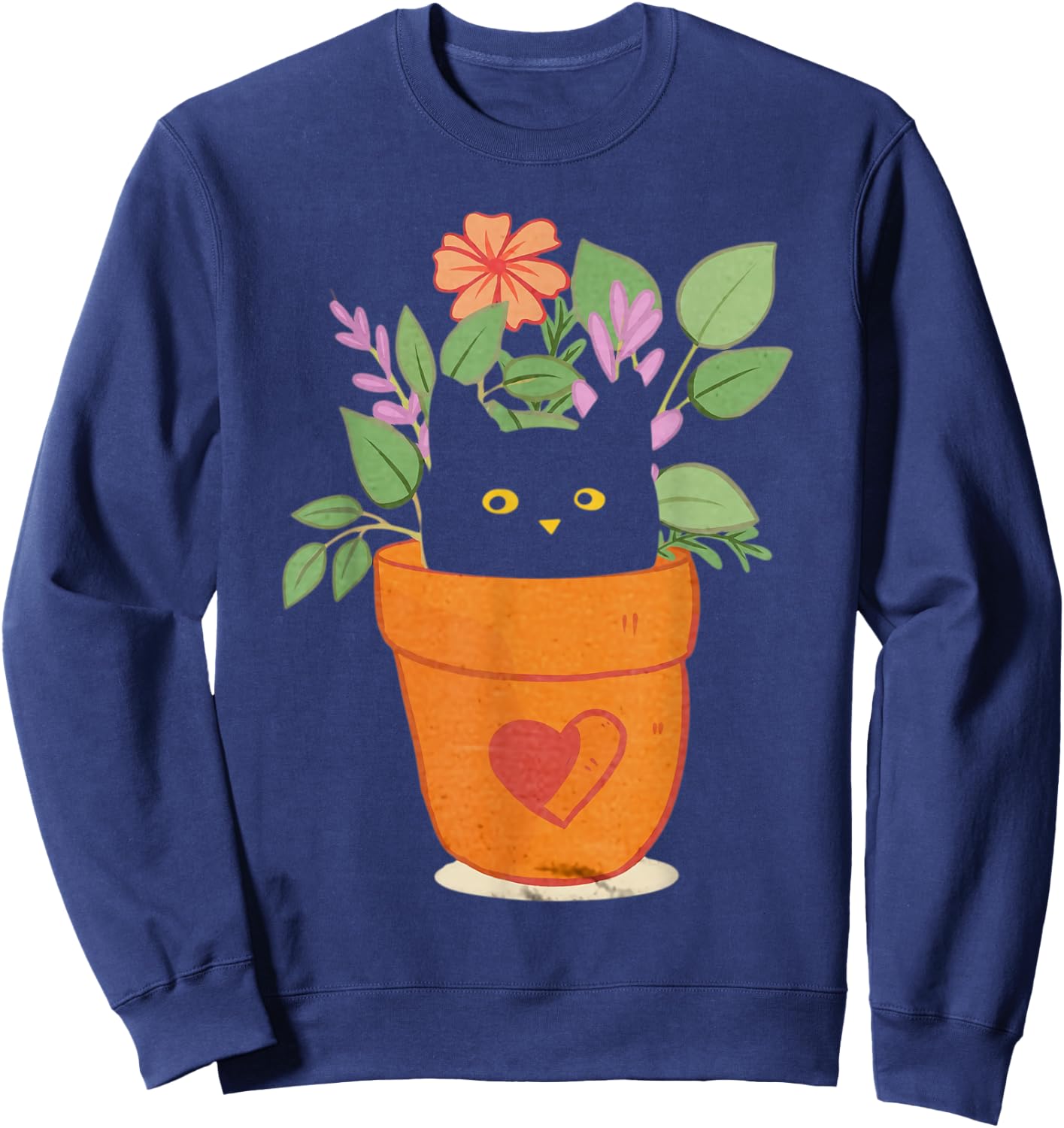 Funny Cat and Plant for Plant Lover Gardener Gardening Sweatshirt - Sweatshirt | Navy