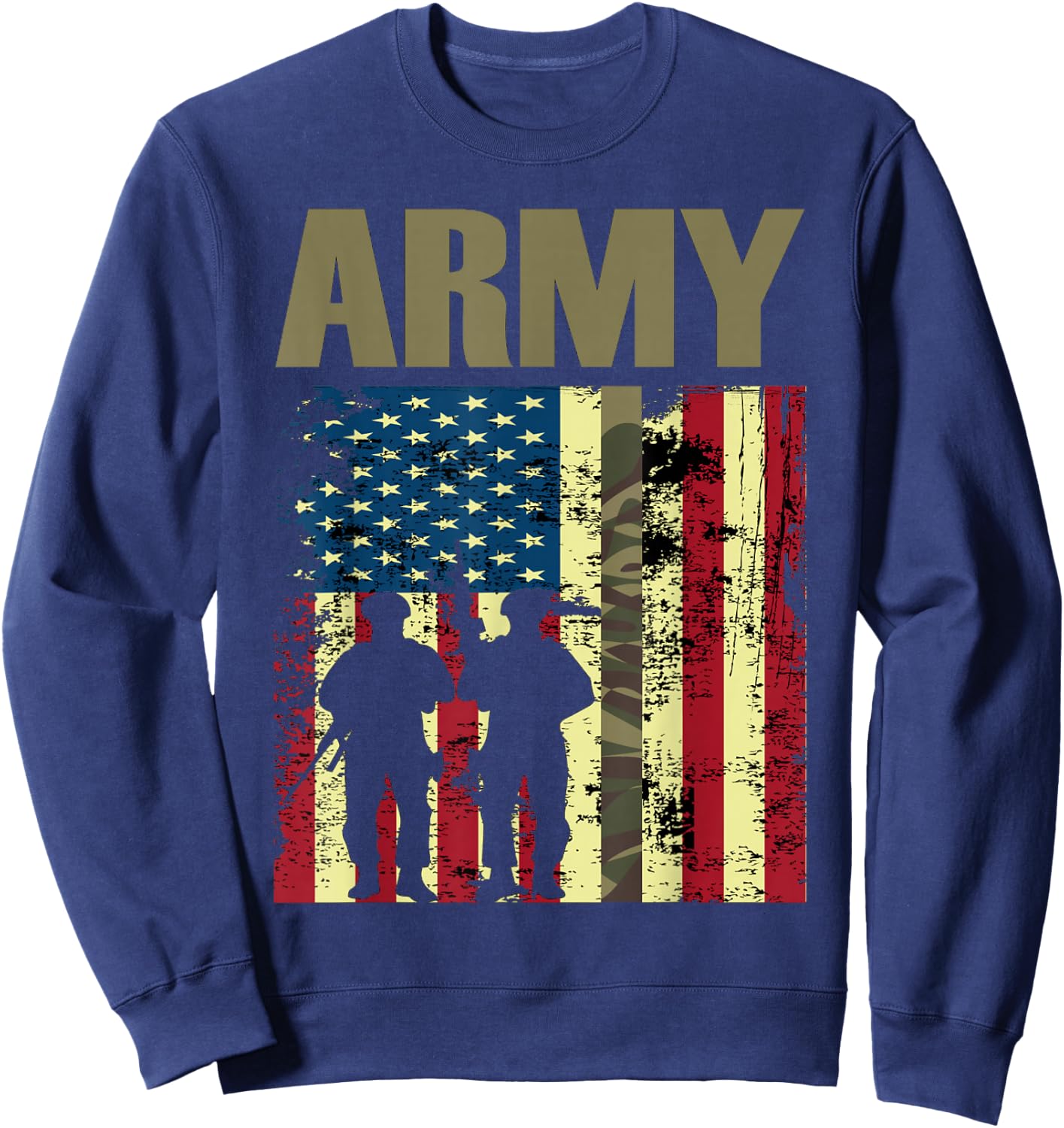 American Flag Camo Us Army 4th of July USA Military Merica Sweatshirt - Sweatshirt | Navy