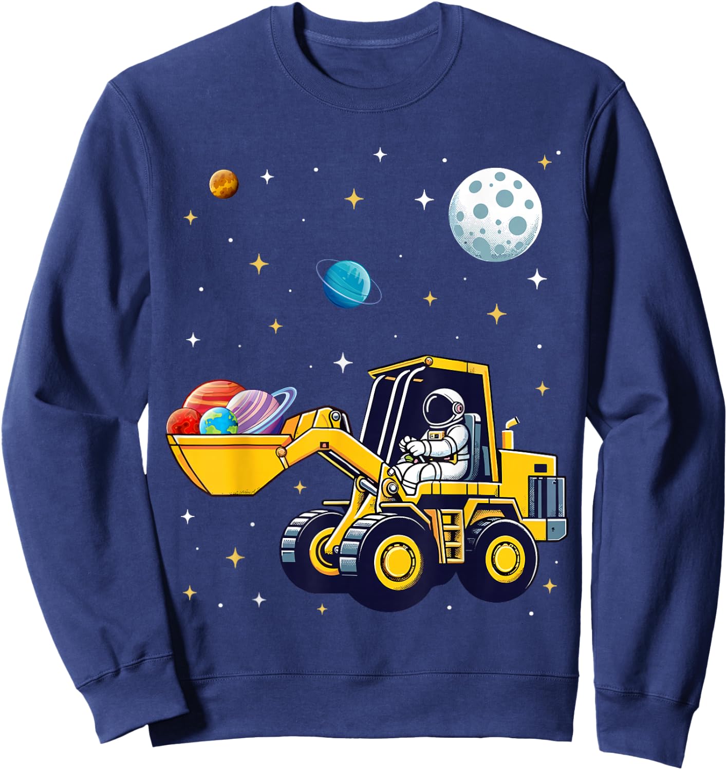 Kids Space Cosmic Excavator Astronaut Space Loader Planet Sweatshirt - Sweatshirt | Navy