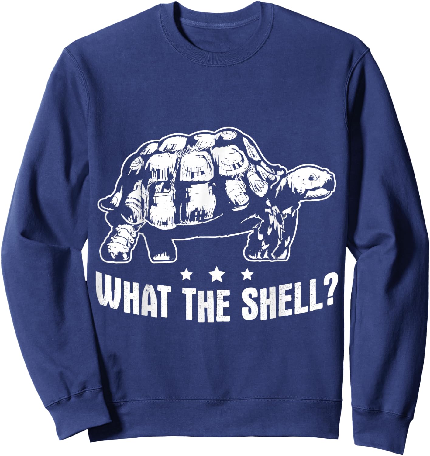 Funny Turtle Design What The Shell Turtoise Sweatshirt - Sweatshirt | Navy