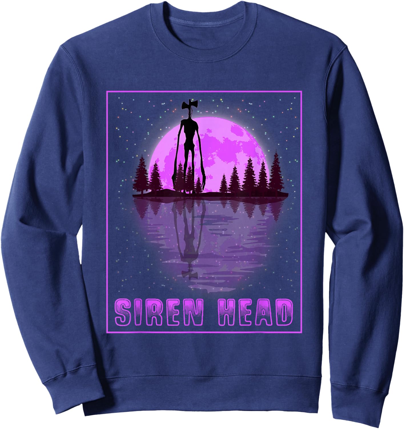 Siren Head and a Purple Full Moon Sweatshirt - Sweatshirt | Navy