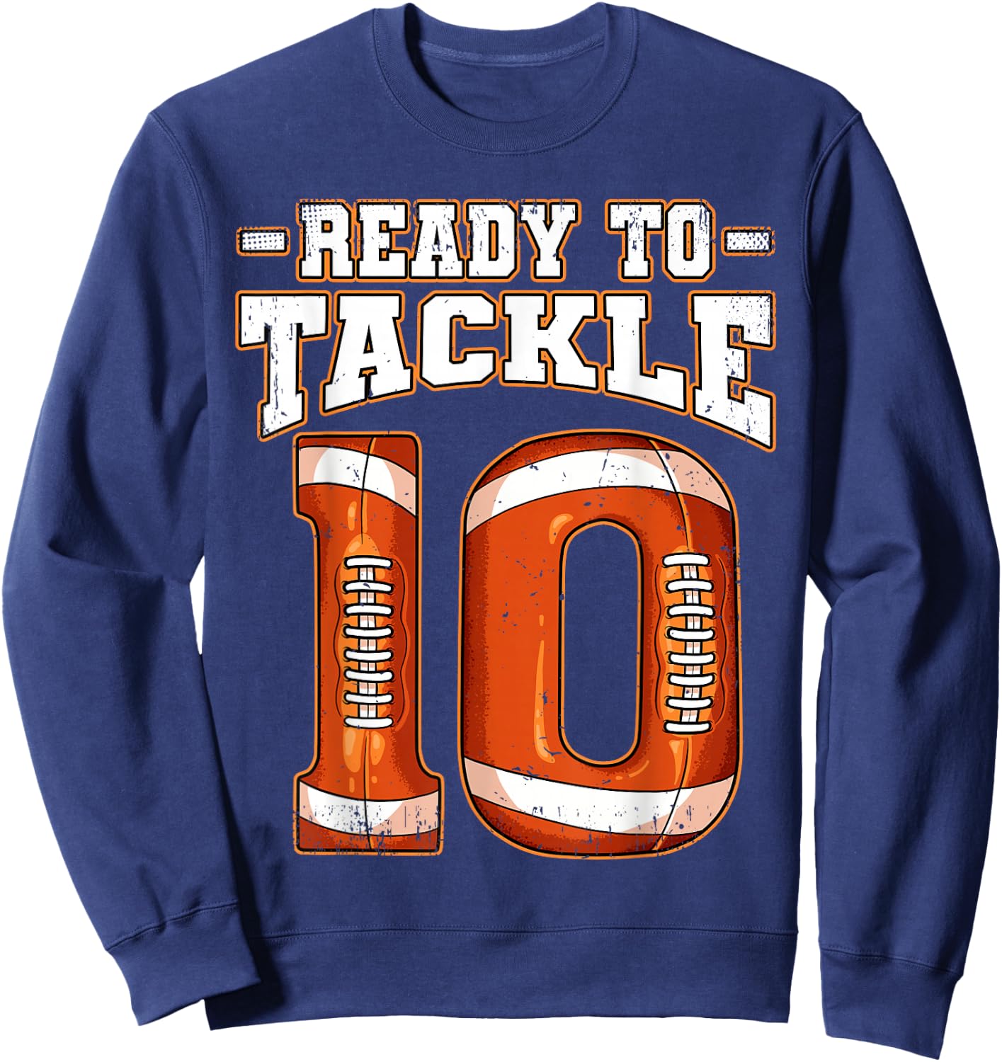 10th Birthday Football , Small, Black Sweatshirt - Sweatshirt | Navy