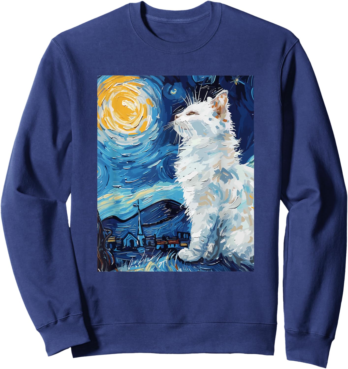 Starry Night Style Cat Women Kids Sweatshirt - Sweatshirt | Navy