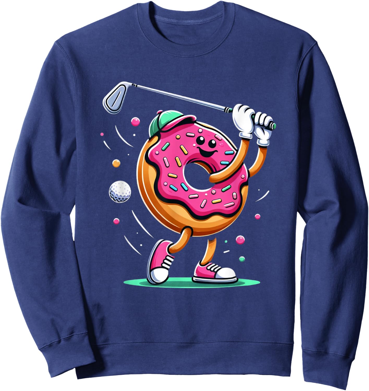 Funny Donut Golfing Golfer Food Champ Sports Golf Donut Sweatshirt - Sweatshirt | Navy