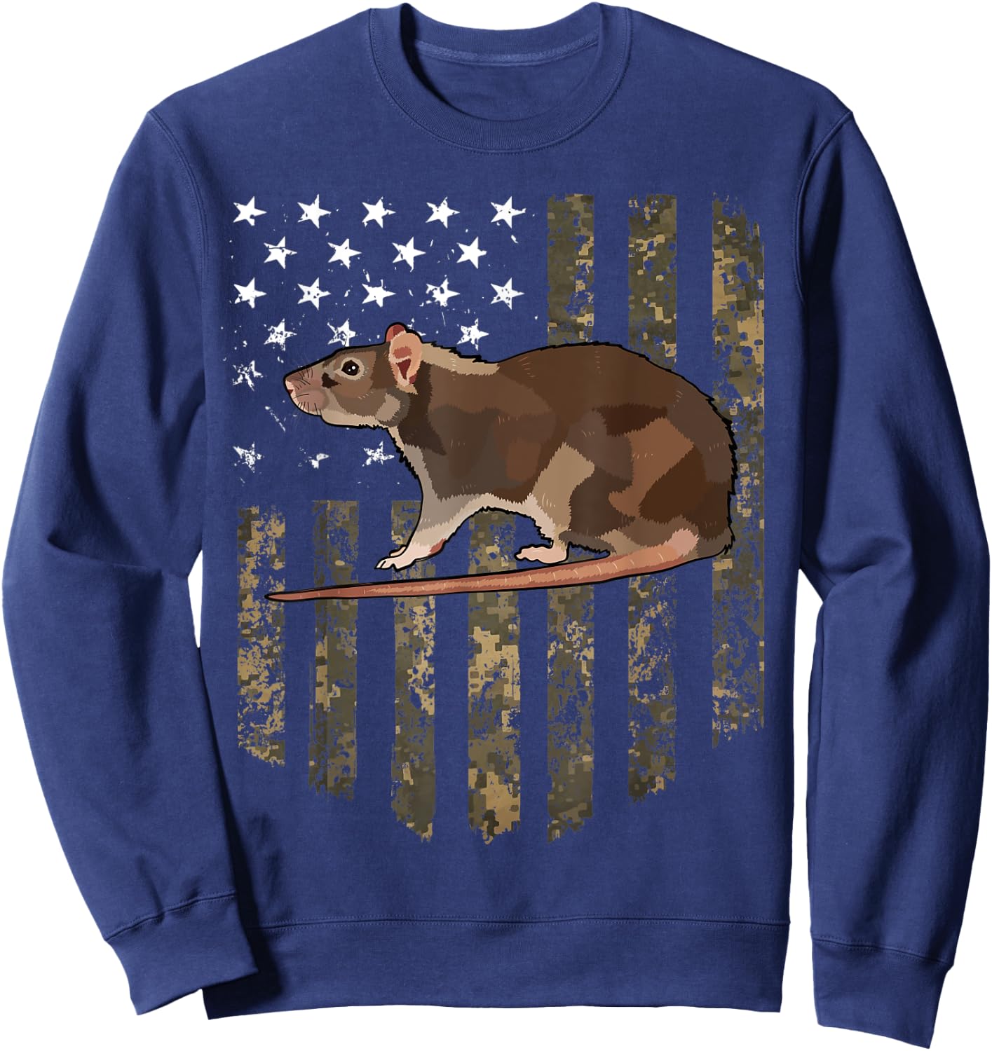 Camo American Flag Rat 4th Of July Farm Animal Kids Men Sweatshirt - Sweatshirt | Navy