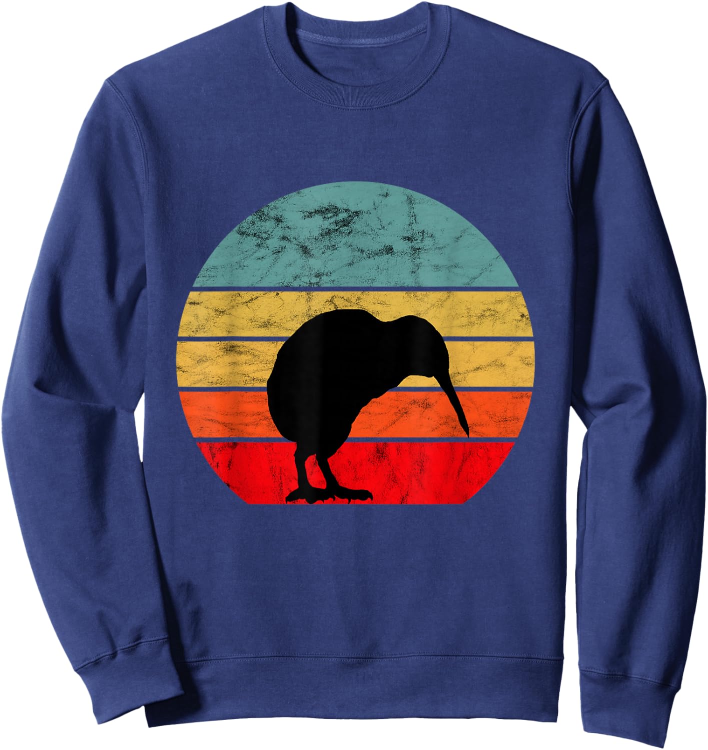 Kiwi Bird Retro Vintage Sunset New Zealand Animals Kiwi Bird Sweatshirt - Sweatshirt | Navy