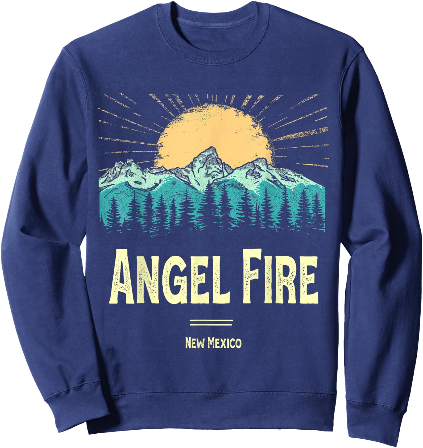Vintage Angel Fire New Mexico Souvenir Hiking Sunset Sweatshirt - Sweatshirt | Navy