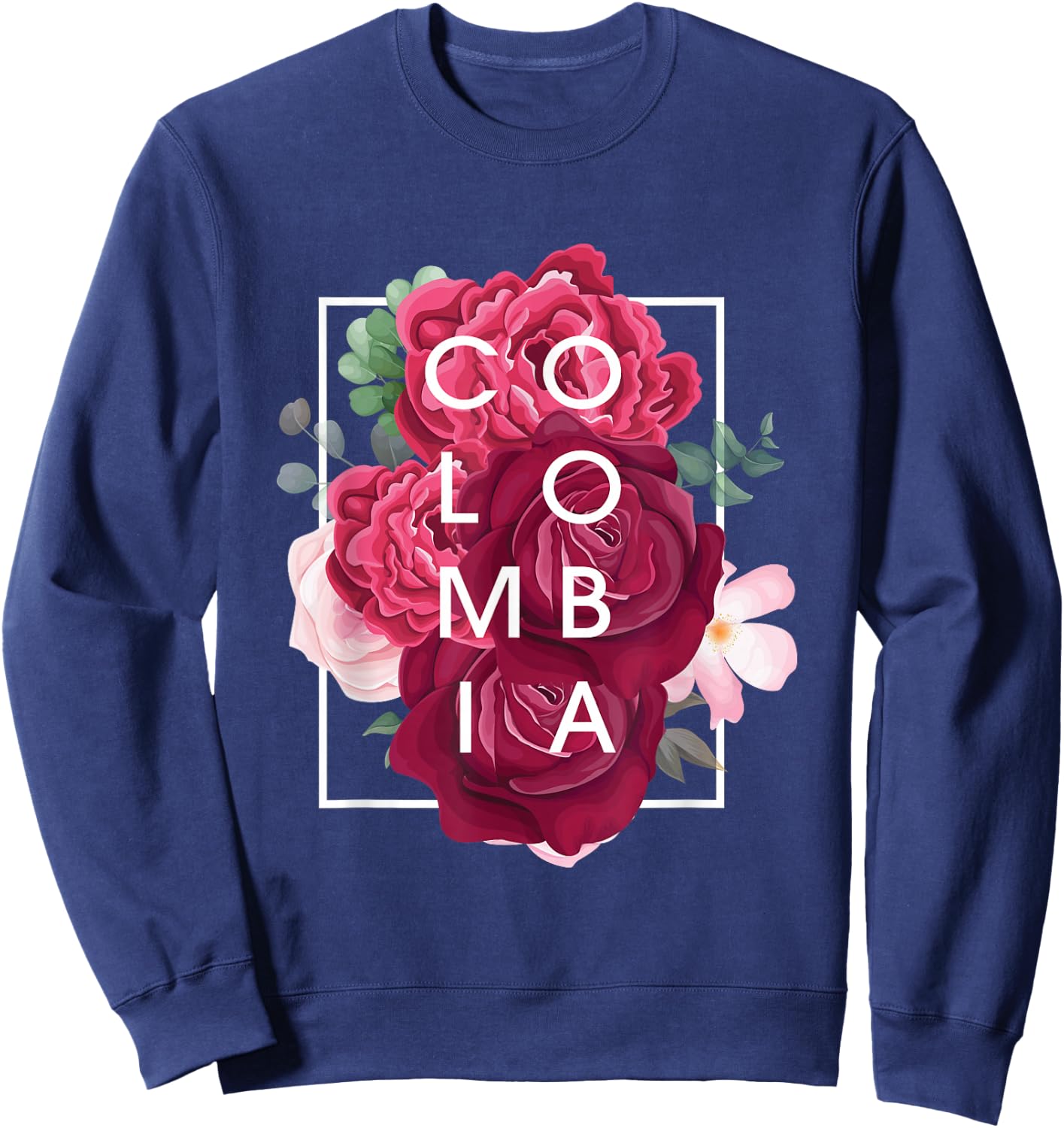 Flowers of Colombia Word Art - Colombian Pride Sweatshirt - Sweatshirt | Navy