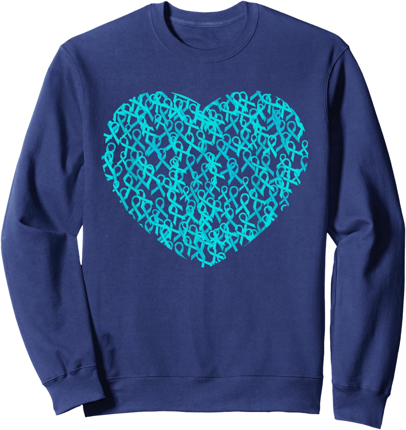 Ovarian Cancer Awareness Month Support Teal Ribbon Sweatshirt - Sweatshirt | Navy