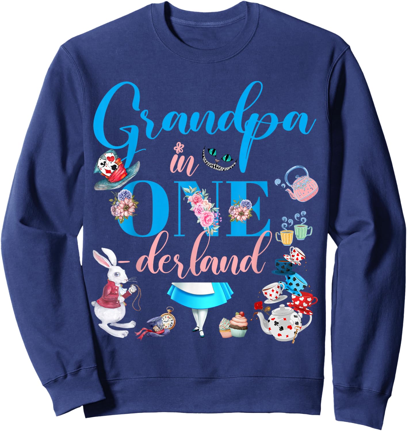 Alice in ONEderland Family Grandpa Of The Birthday Girl Sweatshirt - Sweatshirt | Navy