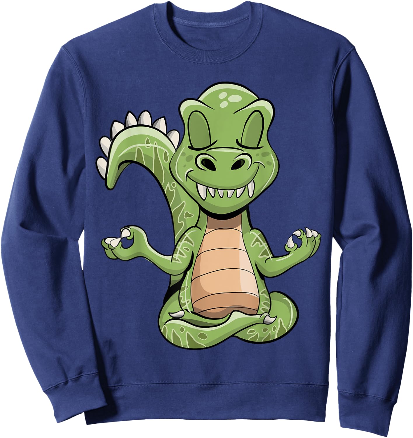 Dino Yoga Dinosaur Dragon Meditating T-Rex Yogasaurus Zen Sweatshirt - Sweatshirt | Navy