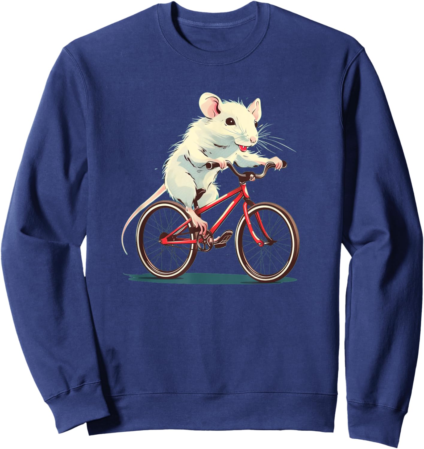Funny white Rat on red Bike Costume Sweatshirt - Sweatshirt | Navy