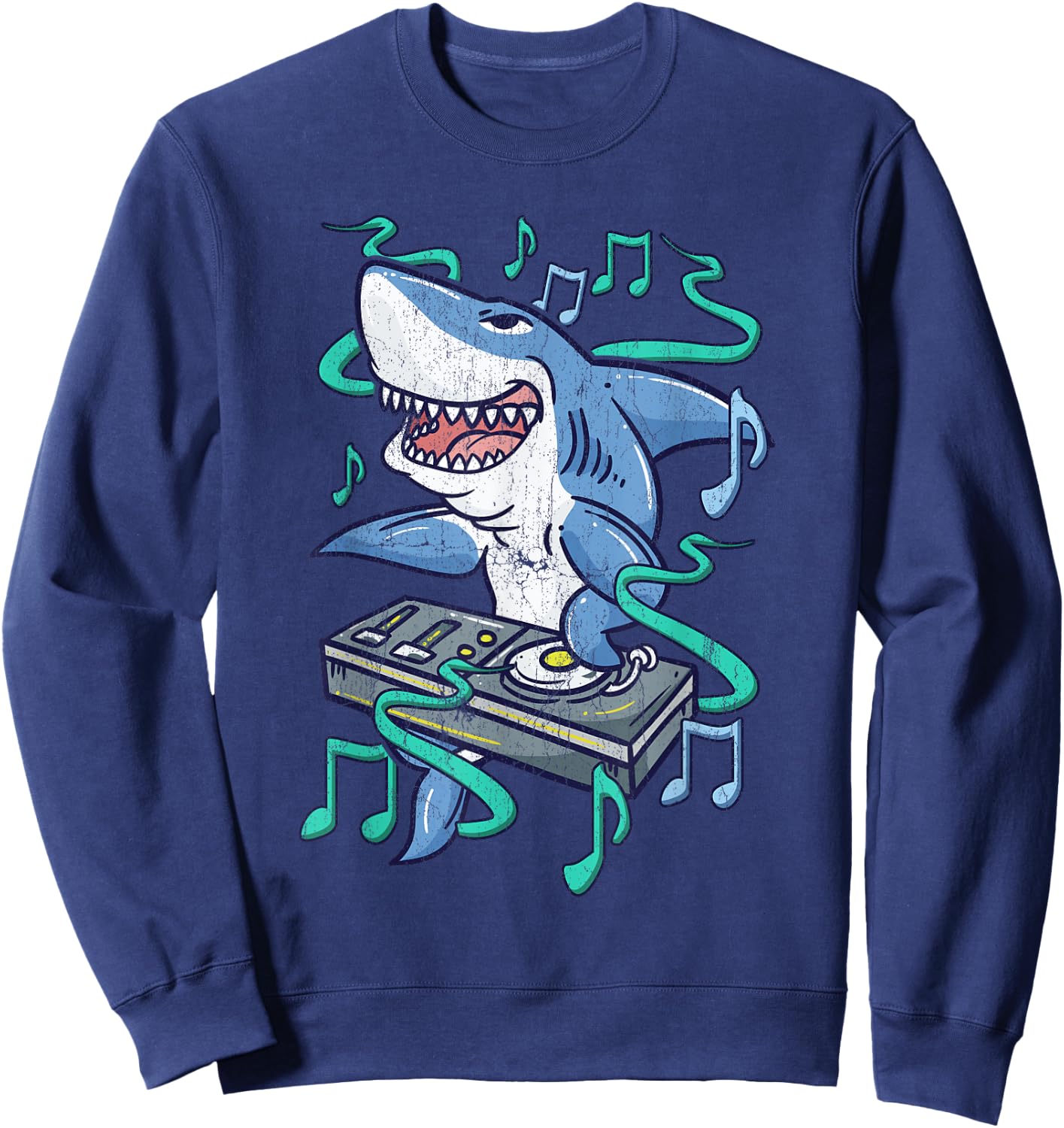 Funny Shark DJ - Party Dance Club - Disk Jockey EDM Sweatshirt - Sweatshirt | Navy