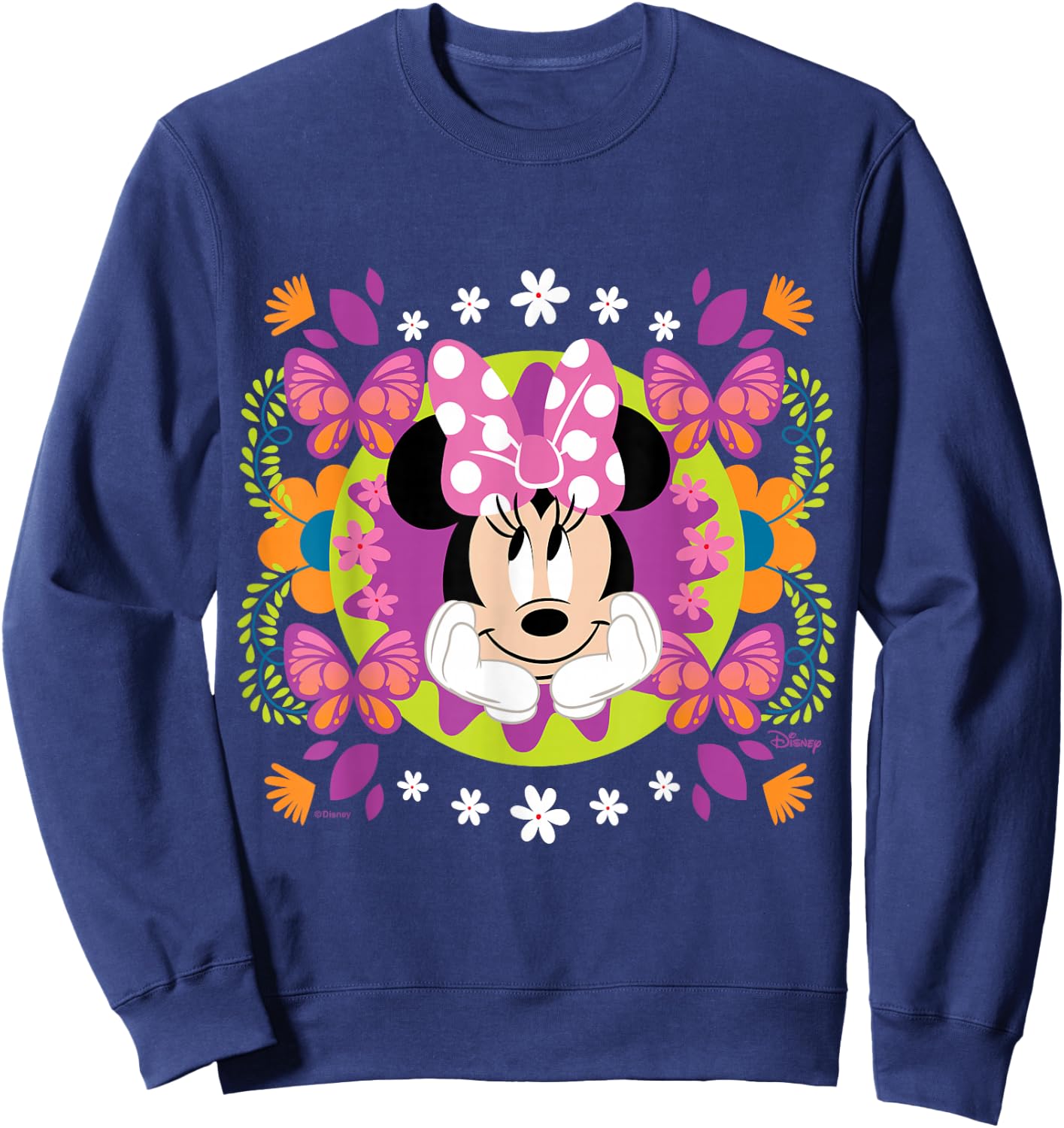 Minnie Mouse - Spring Florals & Butterflies Burst Sweatshirt - Sweatshirt | Navy