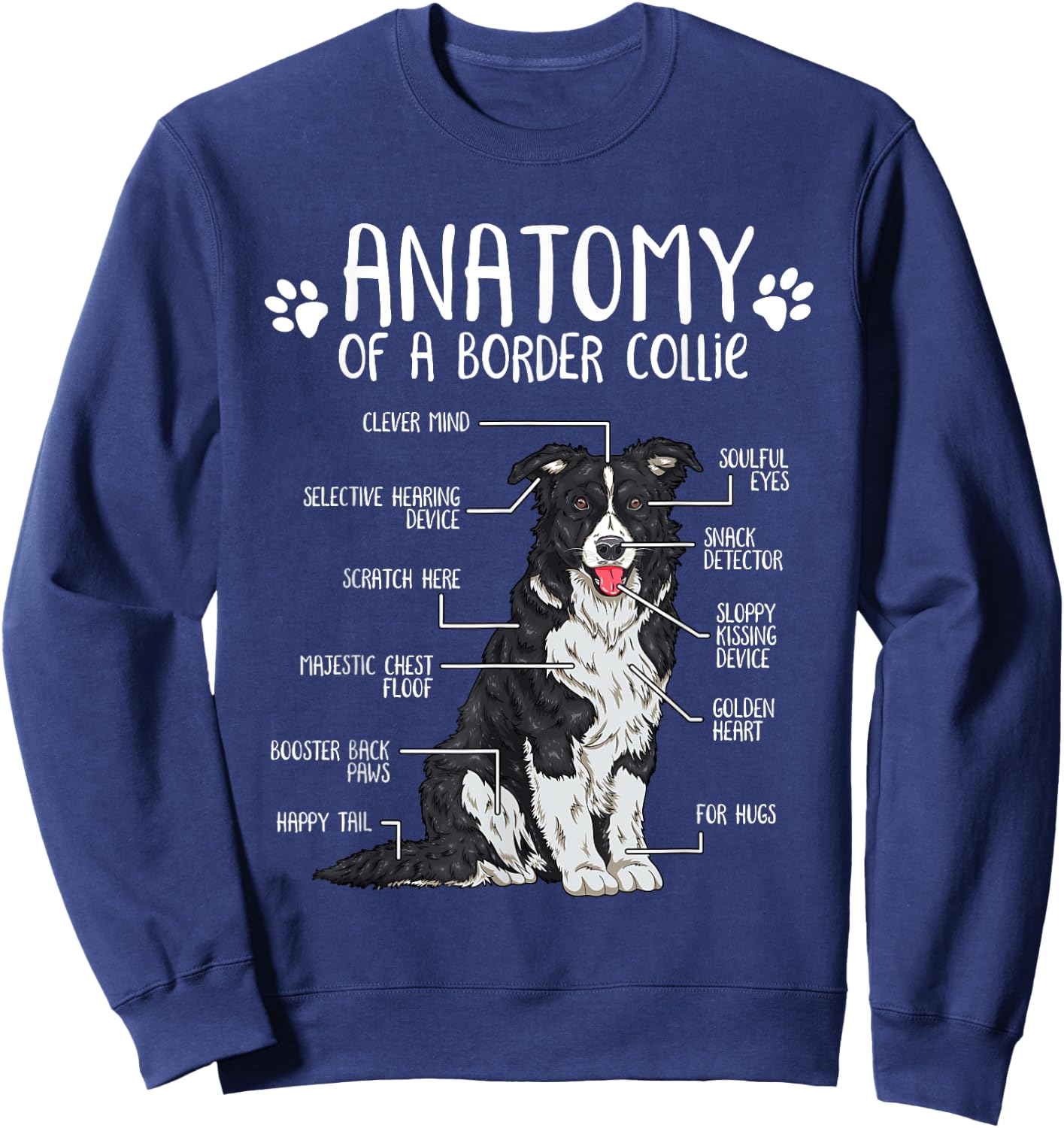 Funny Anatomy Border Collie Dog Lover Small Sweatshirt - Sweatshirt | Navy