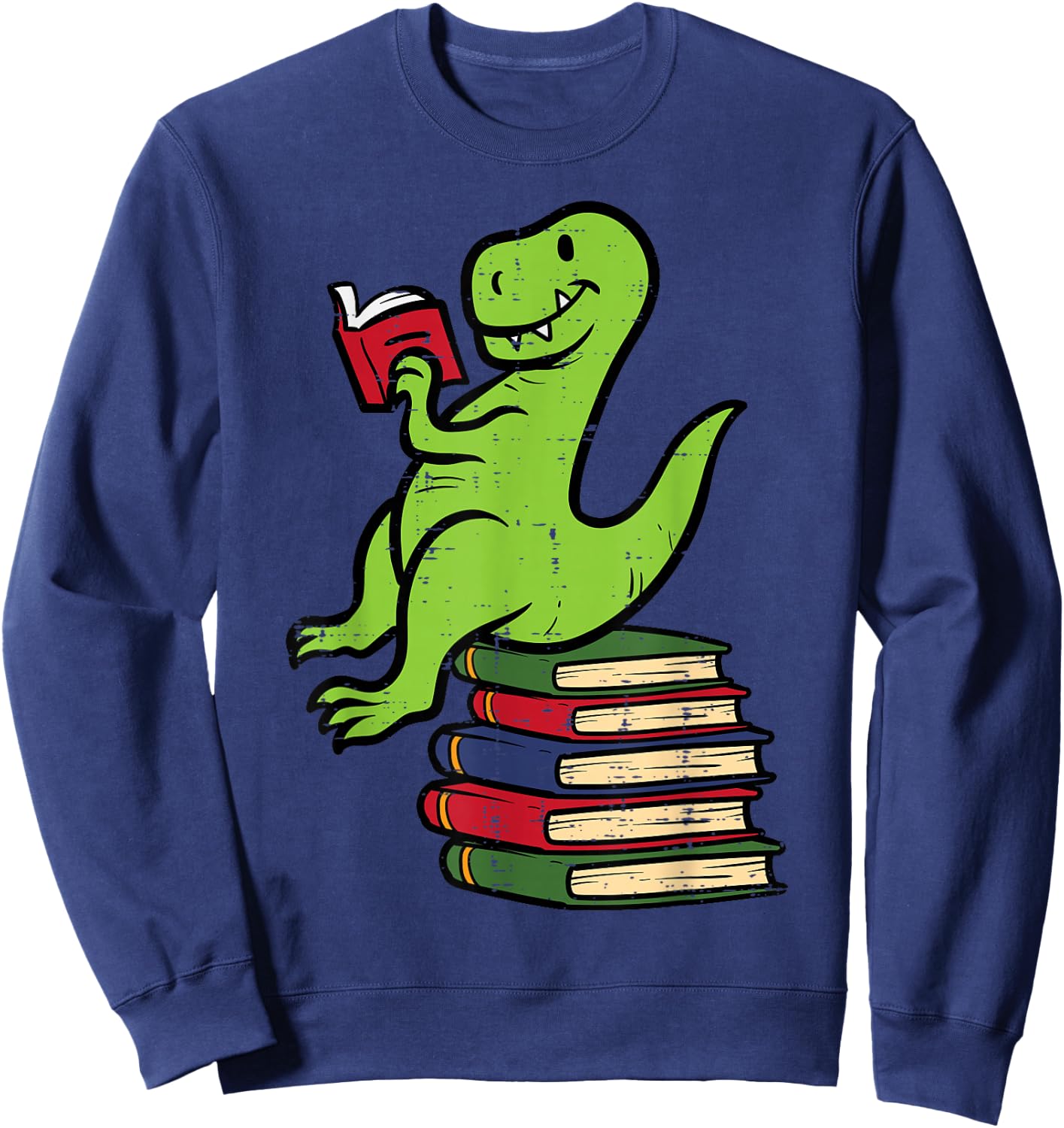 Dino Reading Read Reading Librarian Book Men Boys Kids Sweatshirt - Sweatshirt | Navy