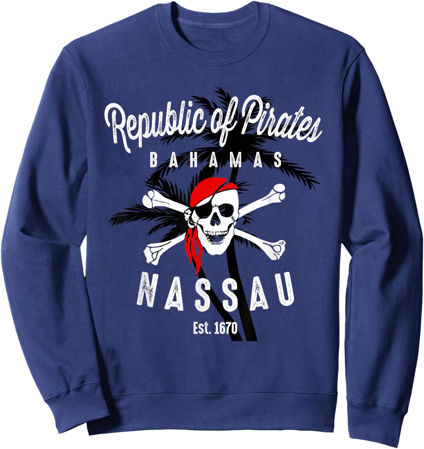 Republic of Pirates Nassau Bahamas Vintage Summer Sweatshirt - Sweatshirt | Navy